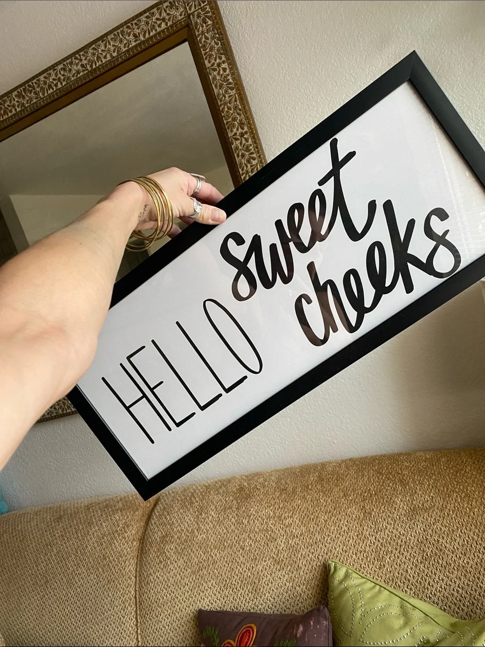 🌼 Hello Sweet Cheeks Black and White Wall Sign by Leah York